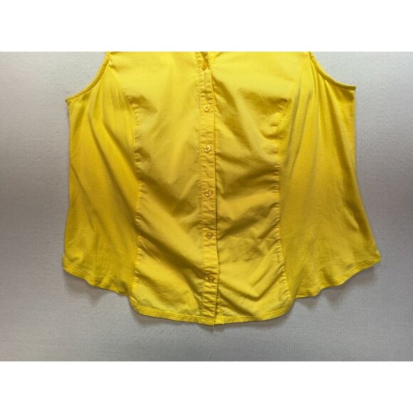 CJ Banks Womens Sleeveless Button-Down Blouse Size 1X Yellow Relaxed Collared - Picture 5 of 10